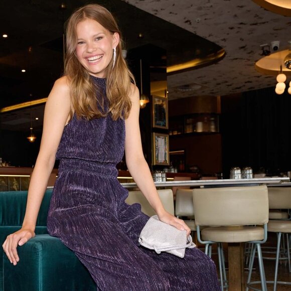 MINKPINK Enya Lurex Plisse Jumpsuit - Size Medium - Picture 1 of 6